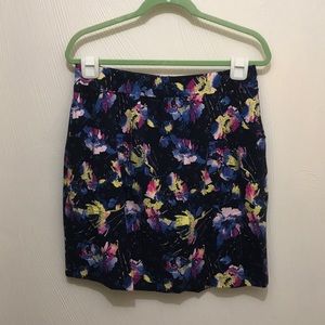 Christopher & Banks Navy Floral Watercolor Skort